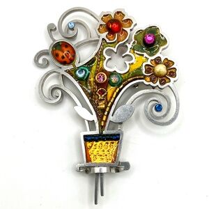Seeka Flower Pot Garden Handcrafted Brooch Pin